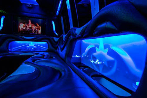 Beverage coolers on party bus